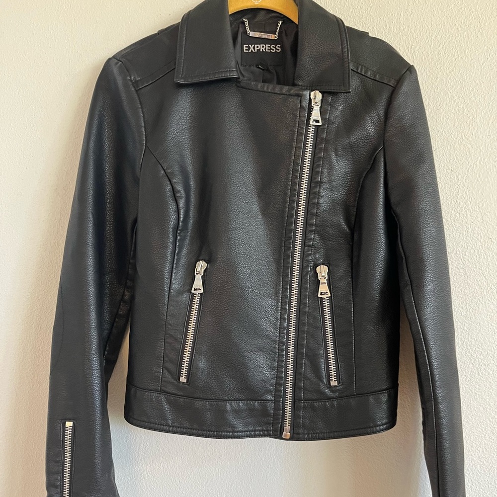 Express vegan leather moto jacket size S